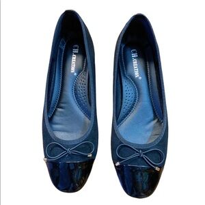 Black patent and suede ballerina shoes